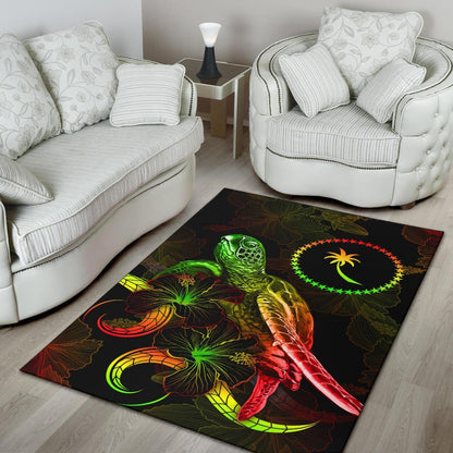 Chuuk Polynesian Area Rugs - Turtle With Blooming Hibiscus Reggae