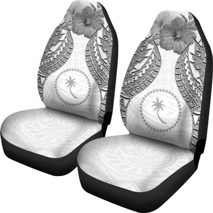 Chuuk Polynesian Car Seat Covers Pride Seal And Hibiscus White