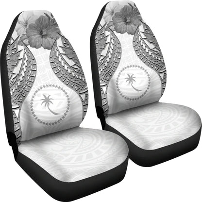 Chuuk Polynesian Car Seat Covers Pride Seal And Hibiscus White