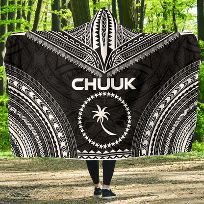 Chuuk Polynesian Chief Hooded Blanket - Black Version