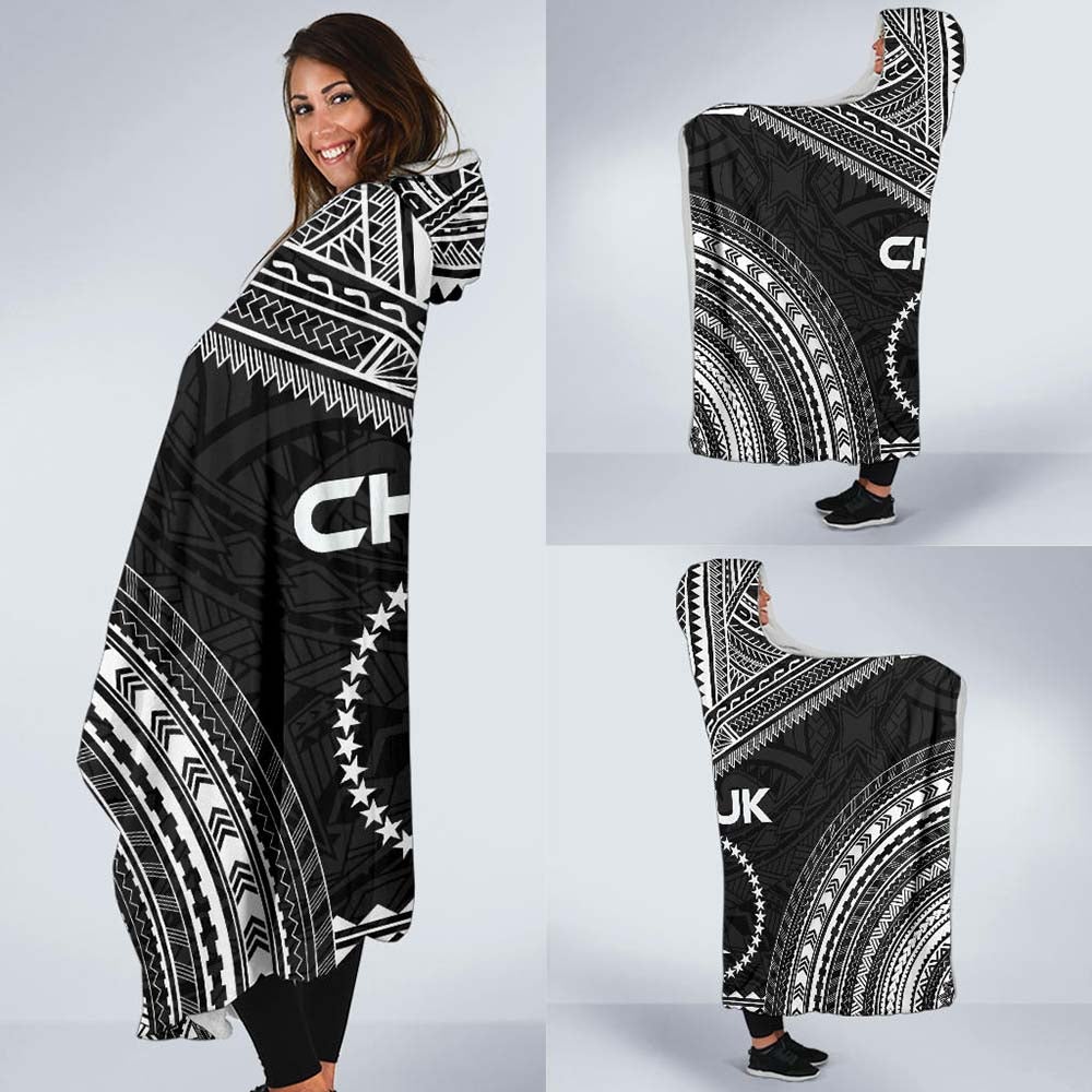 Chuuk Polynesian Chief Hooded Blanket - Black Version