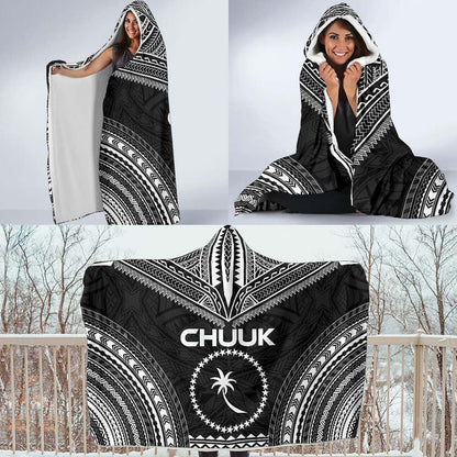Chuuk Polynesian Chief Hooded Blanket - Black Version