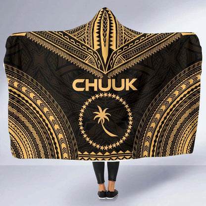 Chuuk Polynesian Chief Hooded Blanket - Gold Version