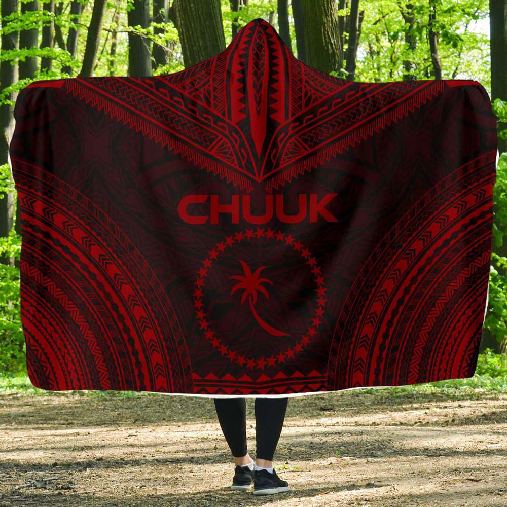 Chuuk Polynesian Chief Hooded Blanket - Red Version