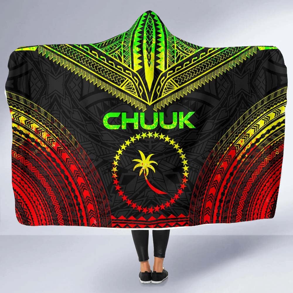 Chuuk Polynesian Chief Hooded Blanket - Reggae Version