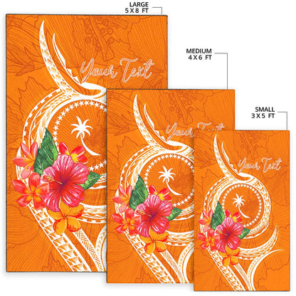 Chuuk Polynesian Custom Personalised Area Rug - Orange Floral With Seal
