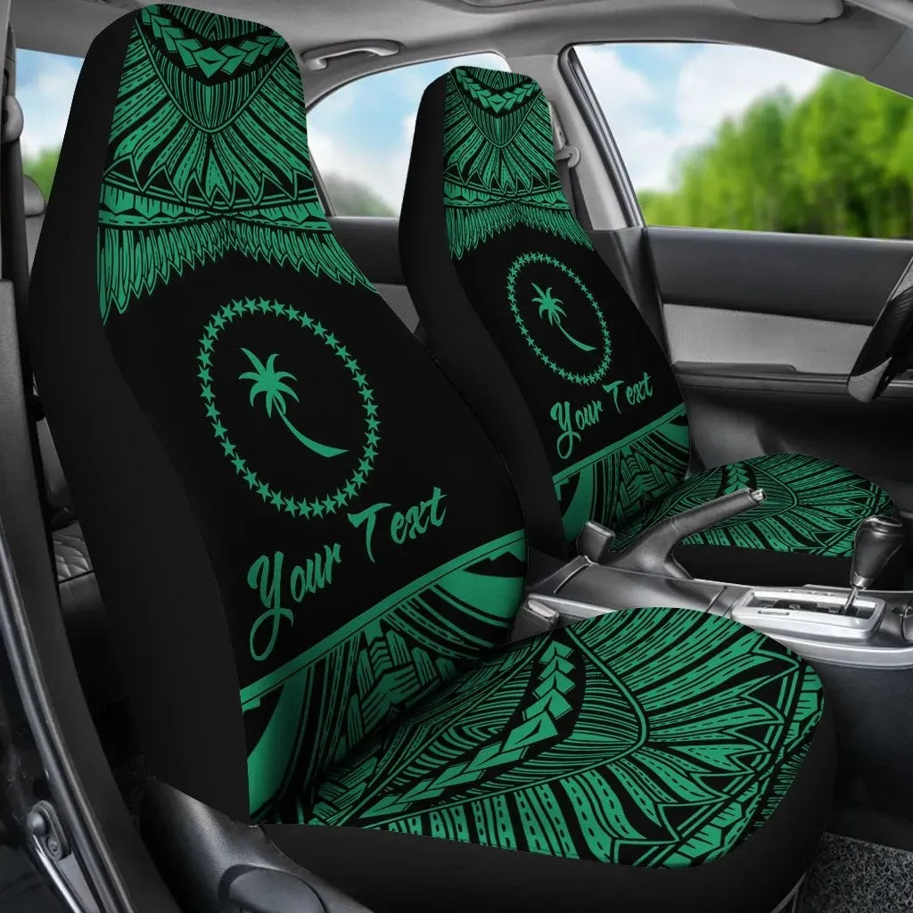 Chuuk Polynesian Custom Personalised Car Seat Covers - Pride Green Version