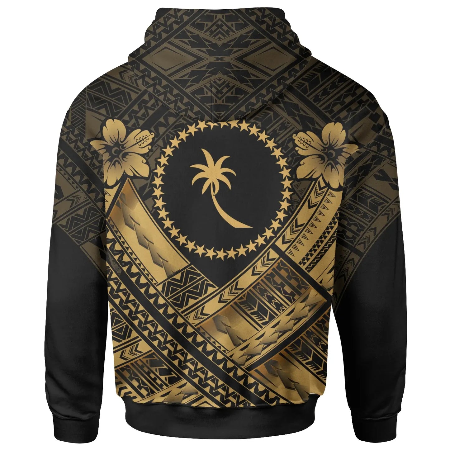 Chuuk Polynesian Custom Personalised Hoodie - Chuuk Gold Seal Camisole Hibiscus Style