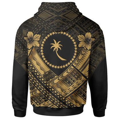 Chuuk Polynesian Custom Personalised Hoodie - Chuuk Gold Seal Camisole Hibiscus Style