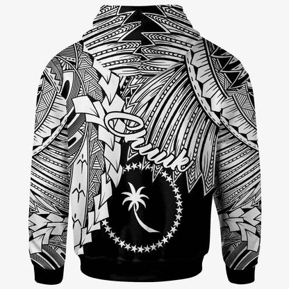 Chuuk Polynesian Custom Personalised Hoodie - Tribal Wave Tattoo White