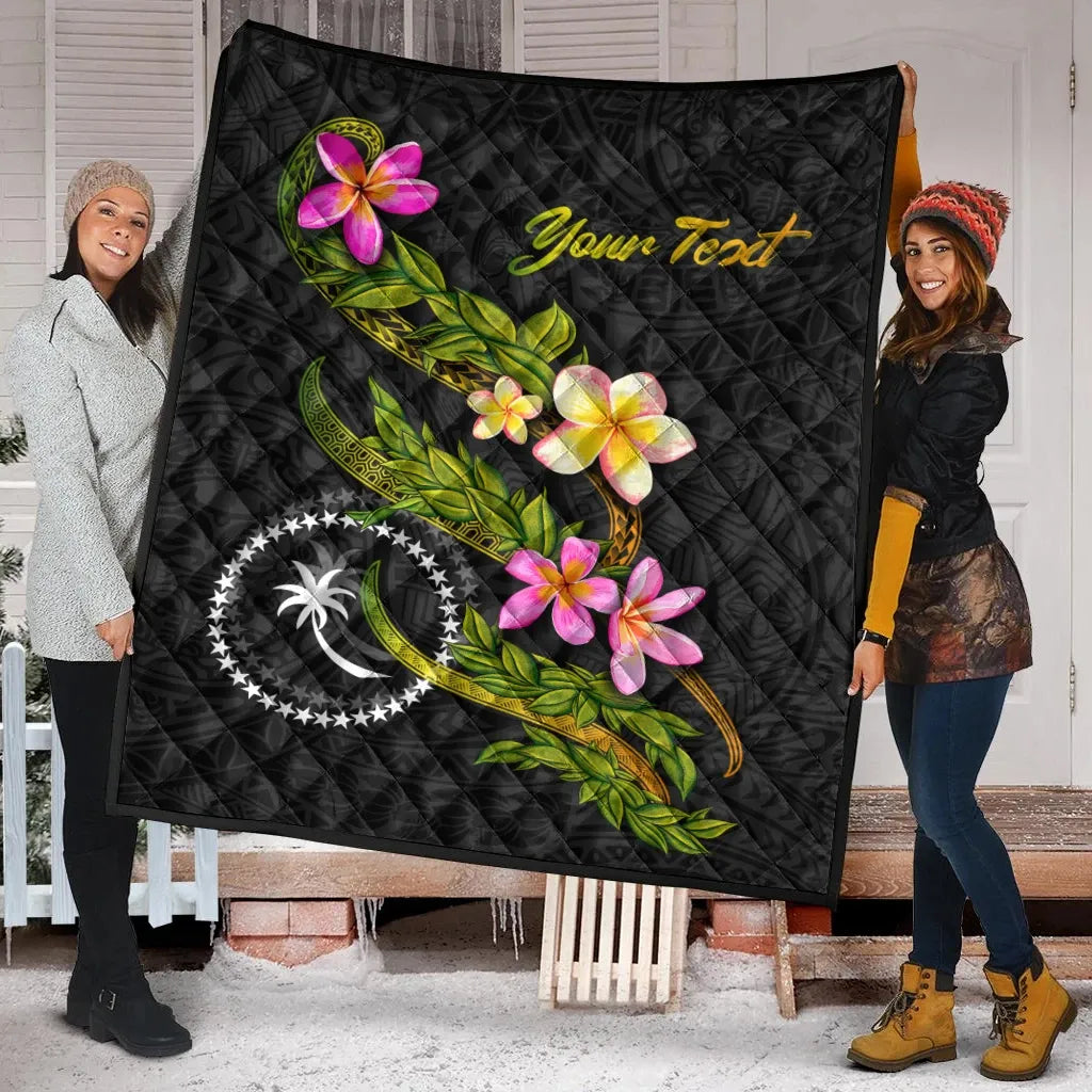 Chuuk Polynesian Custom Personalised Quilt - Plumeria Tribal