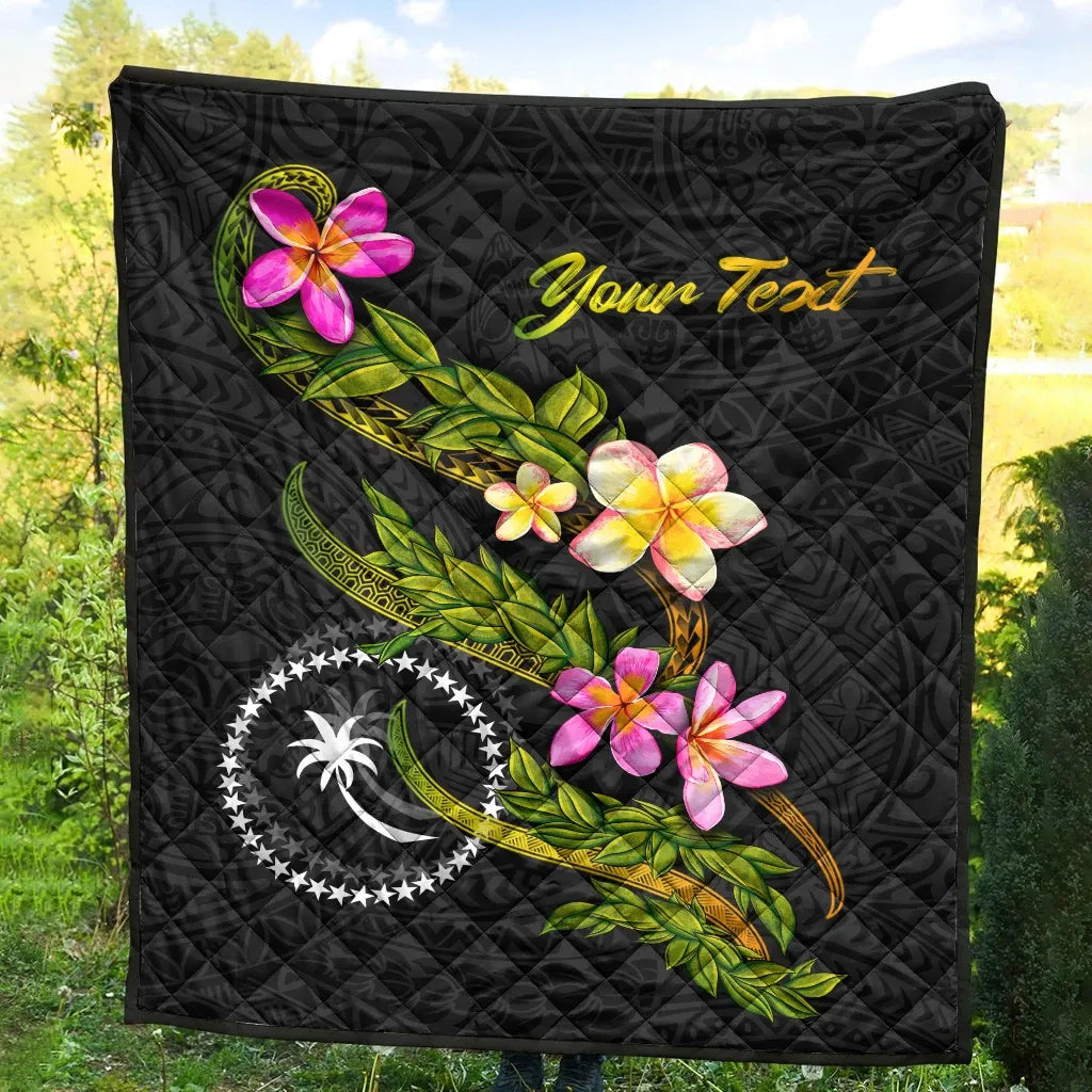 Chuuk Polynesian Custom Personalised Quilt - Plumeria Tribal