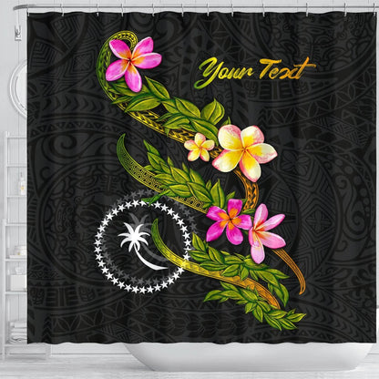 Chuuk Polynesian Custom Personalised Shower Curtain - Plumeria Tribal