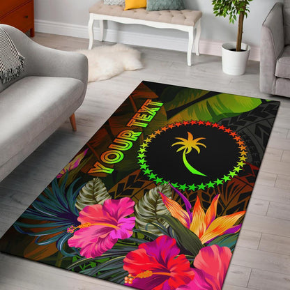 Chuuk Polynesian Personalised Area Rug - Hibiscus and Banana Leaves