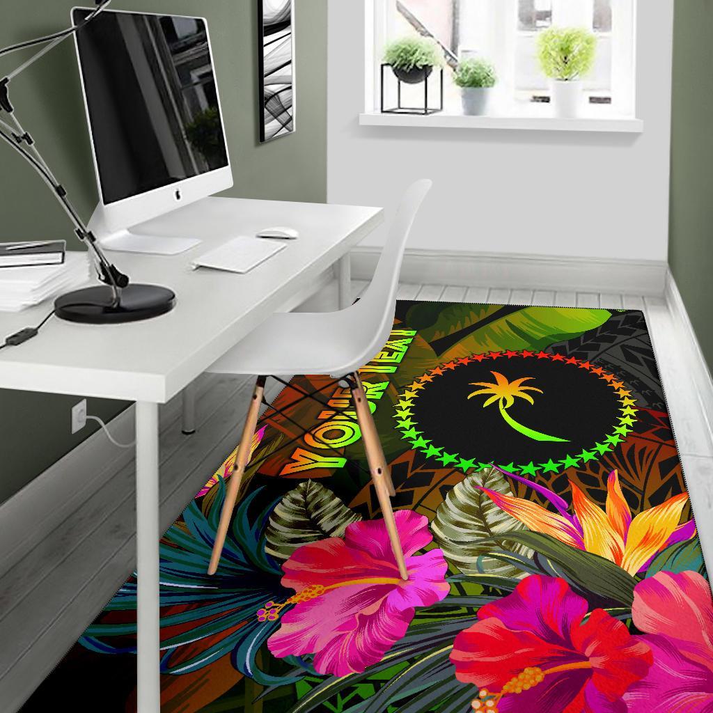 Chuuk Polynesian Personalised Area Rug - Hibiscus and Banana Leaves
