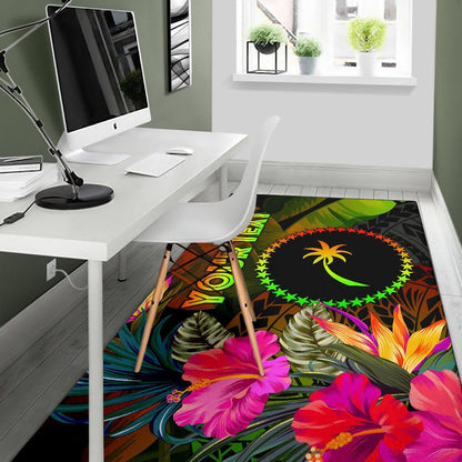 Chuuk Polynesian Personalised Area Rug - Hibiscus and Banana Leaves