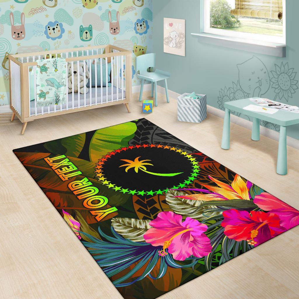 Chuuk Polynesian Personalised Area Rug - Hibiscus and Banana Leaves