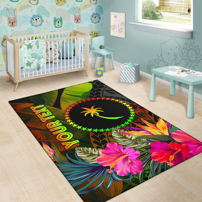 Chuuk Polynesian Personalised Area Rug - Hibiscus and Banana Leaves