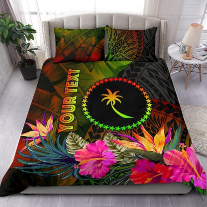 Chuuk Polynesian Personalised Bedding Set - Hibiscus And Banana Leaves