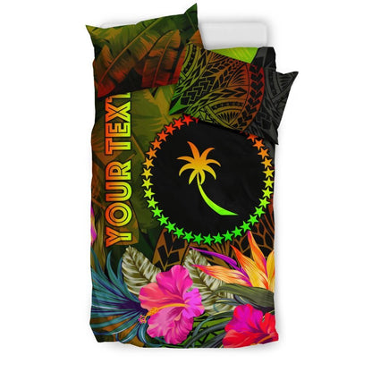 Chuuk Polynesian Personalised Bedding Set - Hibiscus And Banana Leaves