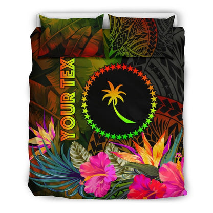 Chuuk Polynesian Personalised Bedding Set - Hibiscus And Banana Leaves