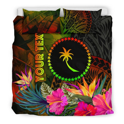 Chuuk Polynesian Personalised Bedding Set - Hibiscus And Banana Leaves