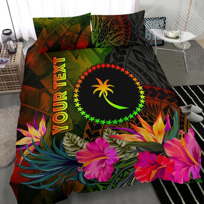 Chuuk Polynesian Personalised Bedding Set - Hibiscus And Banana Leaves