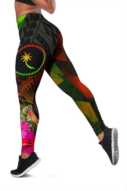 Chuuk Polynesian Personalised Legging -  Hibiscus and Banana Leaves
