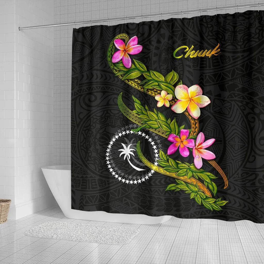 Chuuk Polynesian Shower Curtain - Plumeria Tribal
