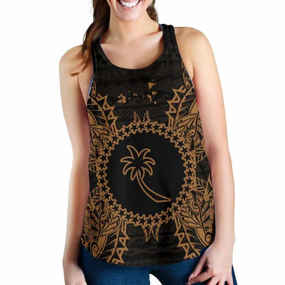 Chuuk Polynesian Women Tank Top Map Gold