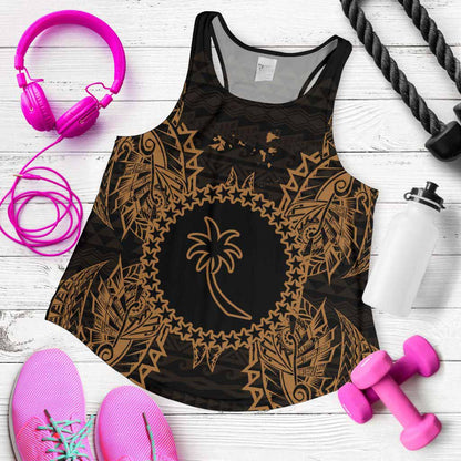 Chuuk Polynesian Women Tank Top Map Gold