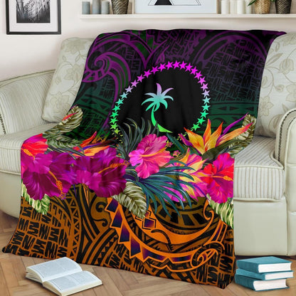 Chuuk Premium Blanket - Summer Hibiscus