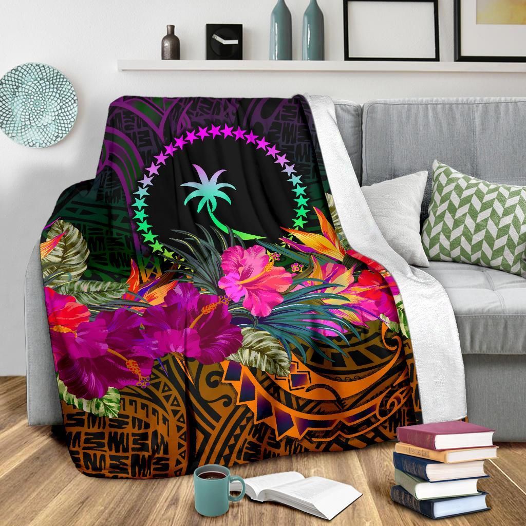 Chuuk Premium Blanket - Summer Hibiscus