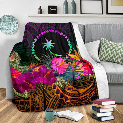 Chuuk Premium Blanket - Summer Hibiscus