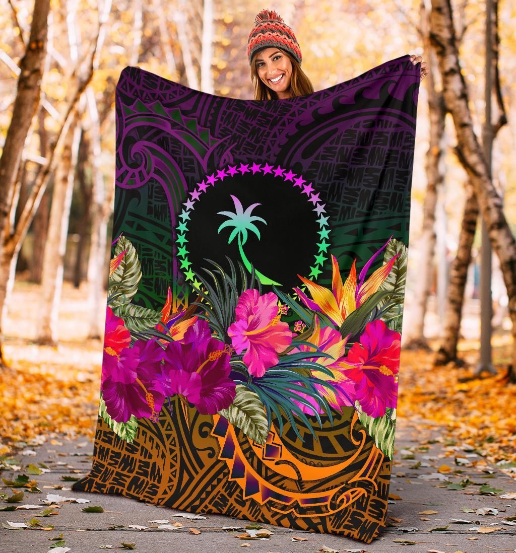 Chuuk Premium Blanket - Summer Hibiscus