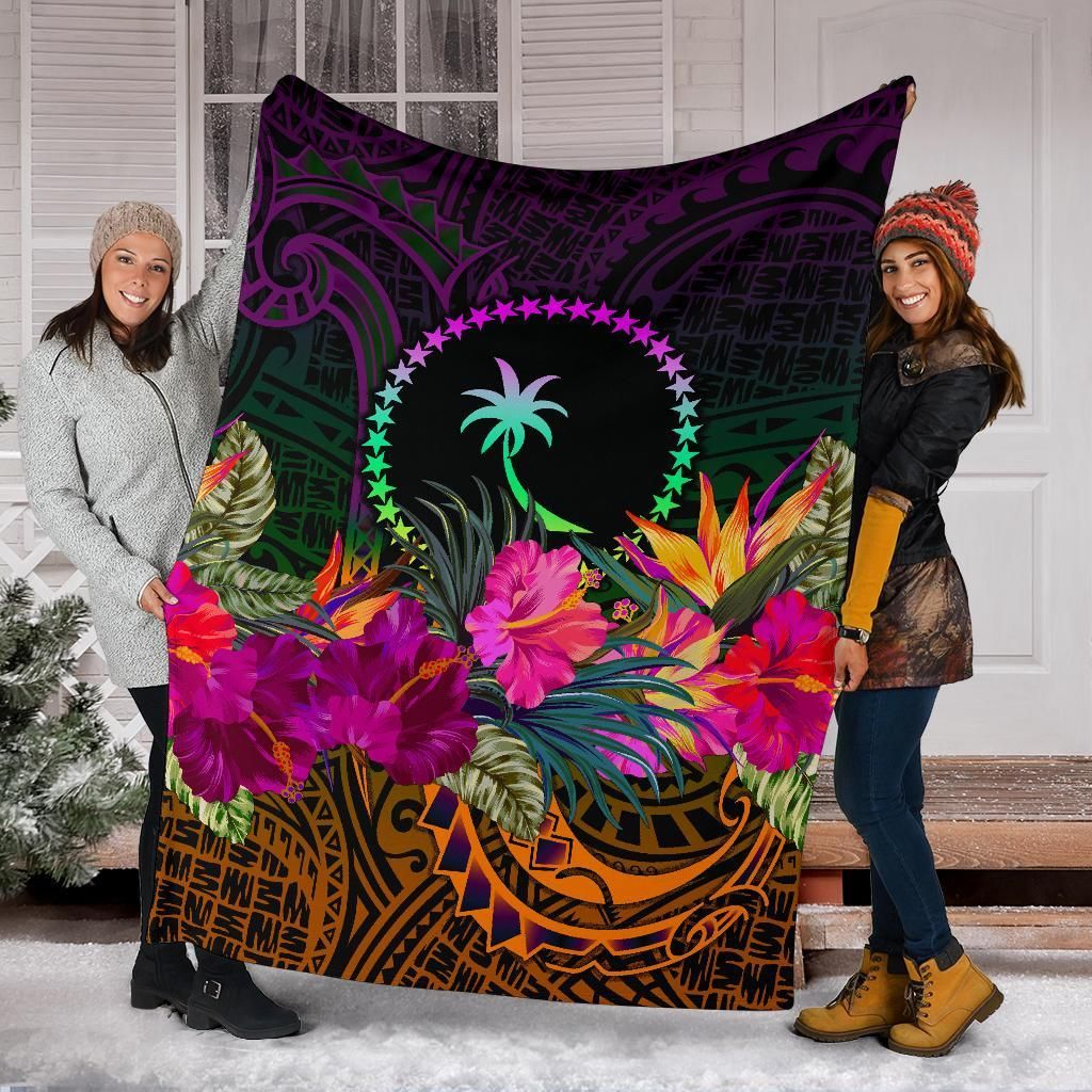 Chuuk Premium Blanket - Summer Hibiscus