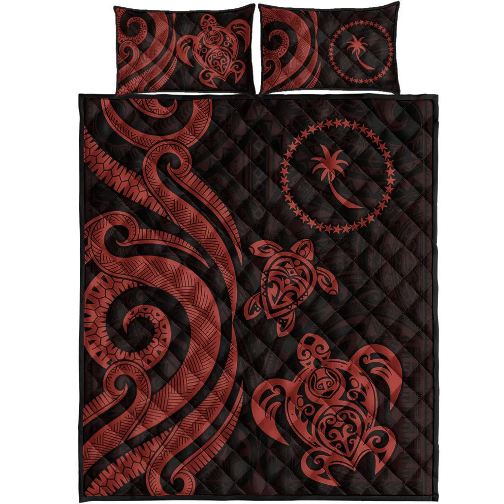 Chuuk Quilt Bed Set - Red Tentacle Turtle
