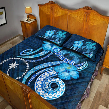 Chuuk Quilt Bed Set - Turtle and Tribal Tattoo Of Polynesian