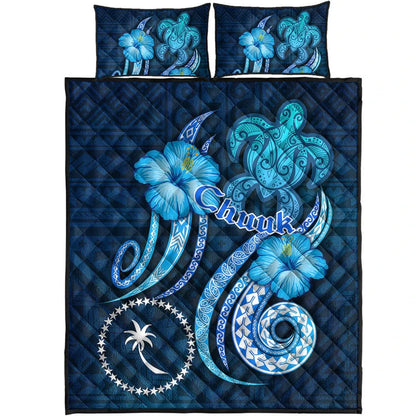 Chuuk Quilt Bed Set - Turtle and Tribal Tattoo Of Polynesian