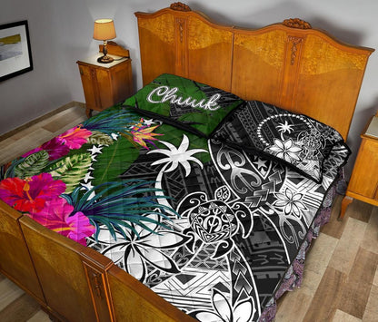 Chuuk Quilt Bed Set - Turtle Plumeria Banana Leaf