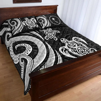 Chuuk Quilt Bed Set - White Tentacle Turtle