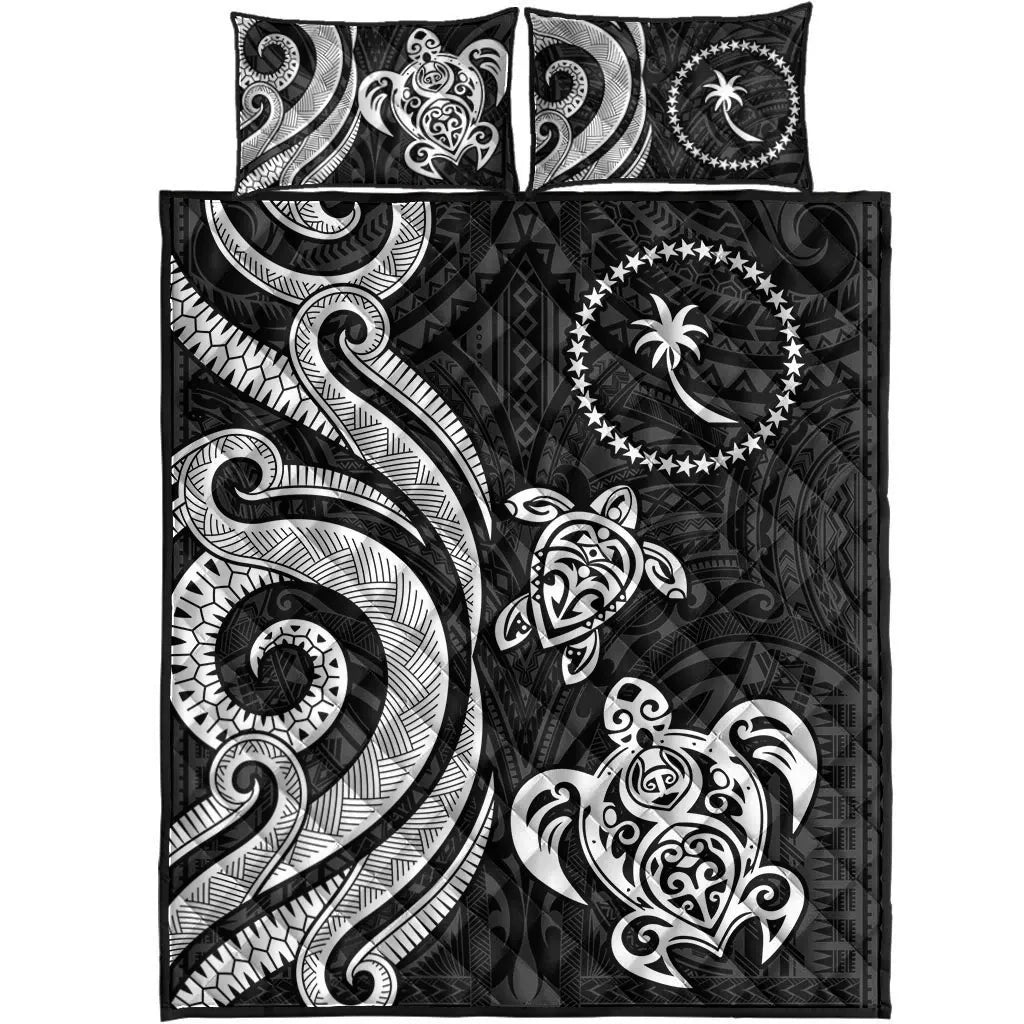 Chuuk Quilt Bed Set - White Tentacle Turtle