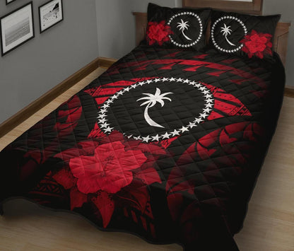 Chuuk Polynesian Quilt Bed Set Hibiscus Red
