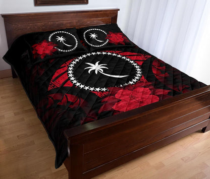 Chuuk Polynesian Quilt Bed Set Hibiscus Red