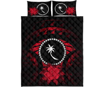 Chuuk Polynesian Quilt Bed Set Hibiscus Red
