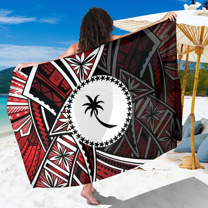 Chuuk Sarong - Tribal Flower Special Pattern Red Color