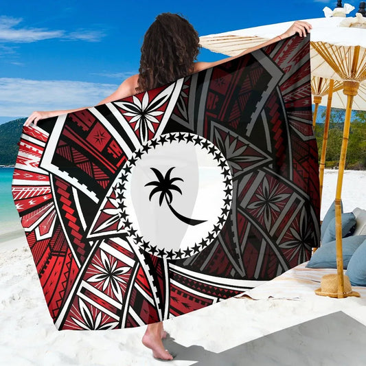 Chuuk Sarong - Tribal Flower Special Pattern Red Color