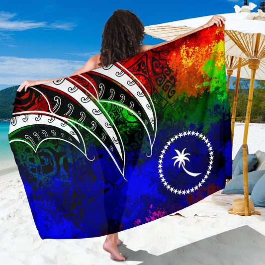 Chuuk Sarong - Tropical Leaf Rainbow Color