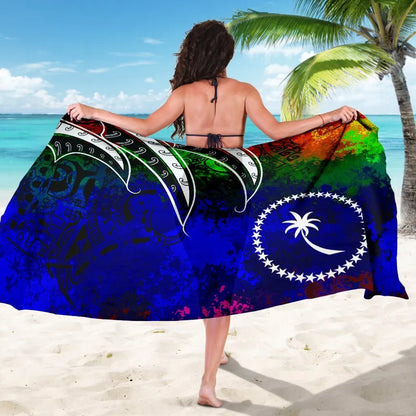 Chuuk Sarong - Tropical Leaf Rainbow Color