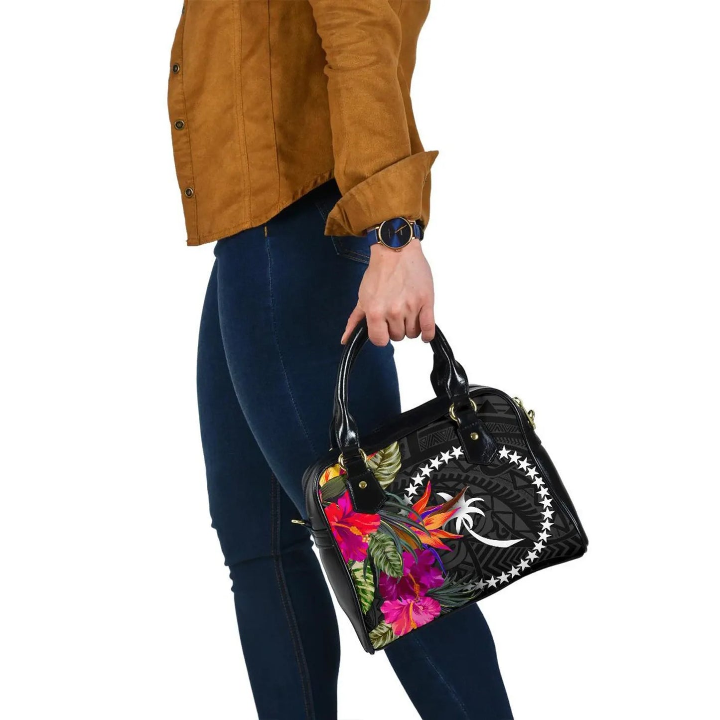 Chuuk Shoulder Handbag - Polynesian Hibiscus Pattern
